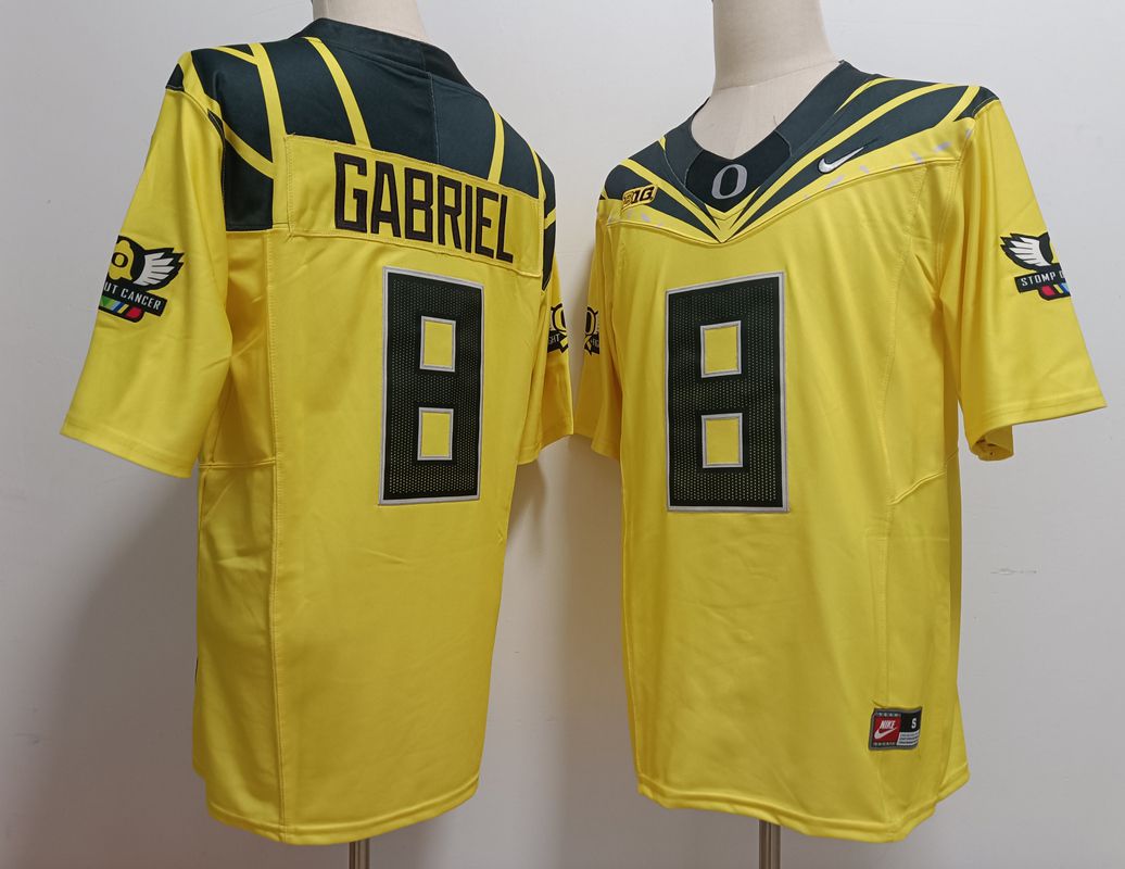 Men Oregon Ducks #8 Gabriel Yellow Nike 2025 NCAA Jersey